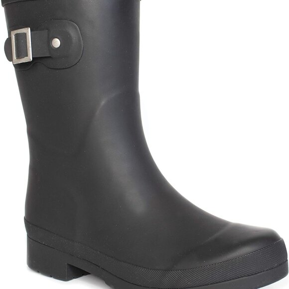Shoes - Women's Waterproof Rubber Rain Boots Mid-Height Calf High Traction Durable